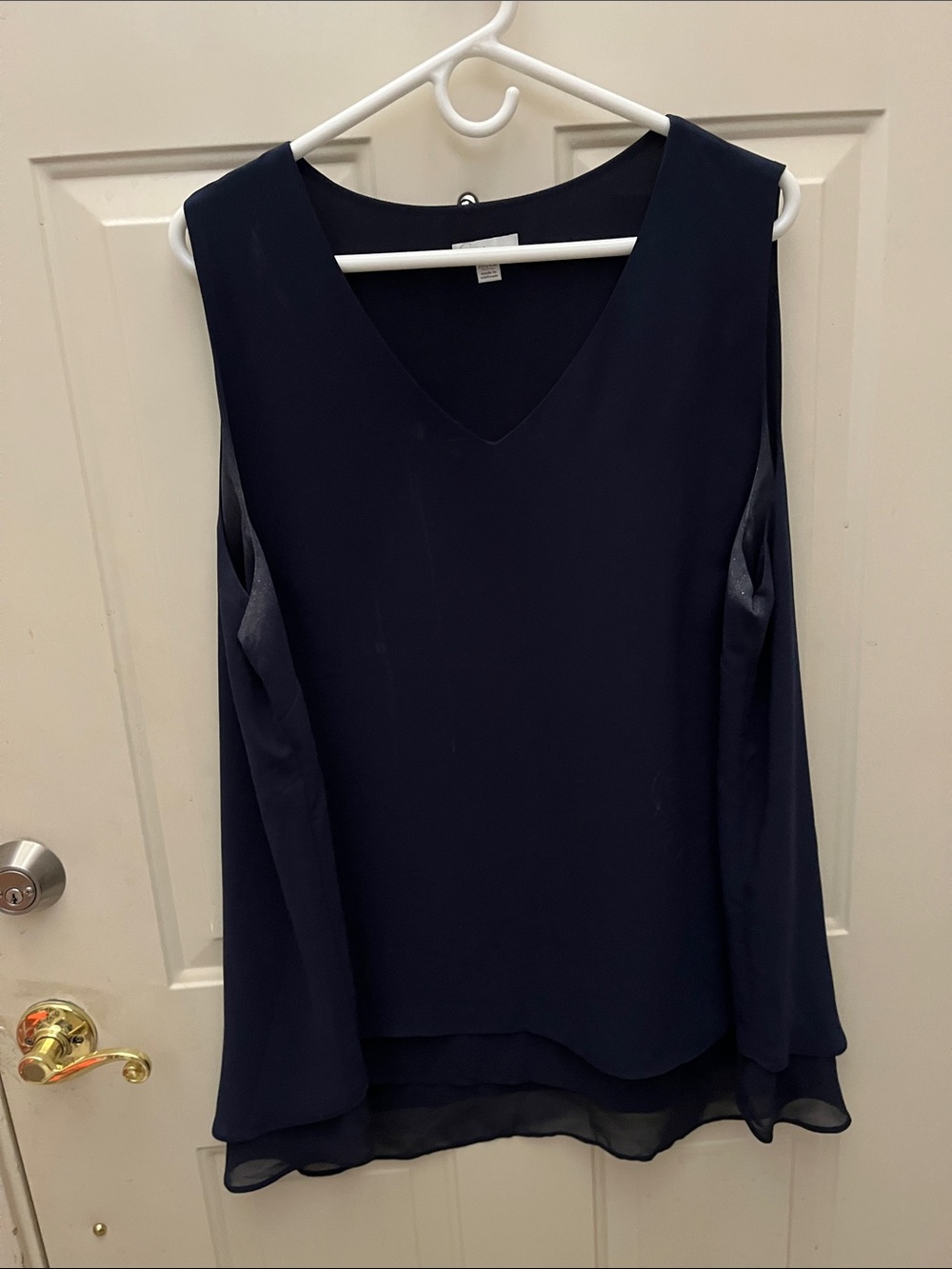 Cato Navy V-Neck Layered Chiffon Camisole
